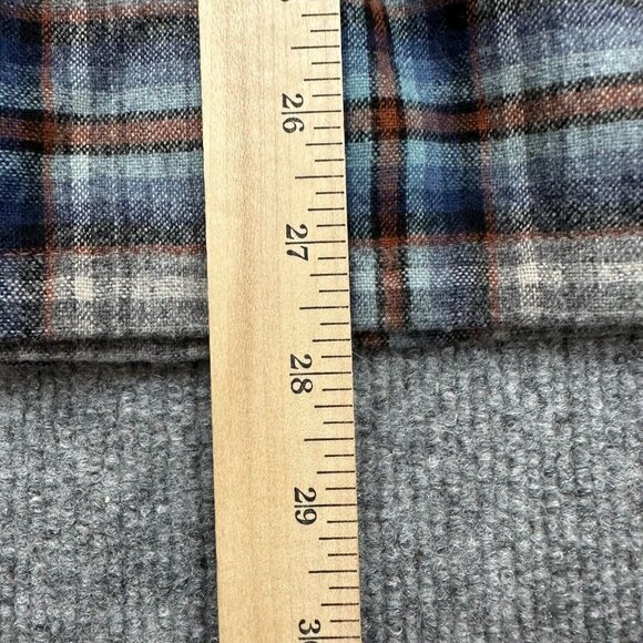 Pendleton Board Shirt Fitted Plaid Flannel Mens Small Gray Blue Virgin Wool - Picture 10 of 10